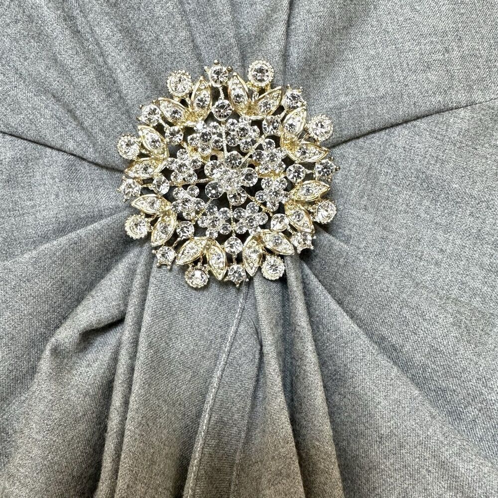 Ralph Lauren Dress 16 Purple Label Gray Wool Silk Lining Sheath Rhinestone Glam - Picture 4 of 8